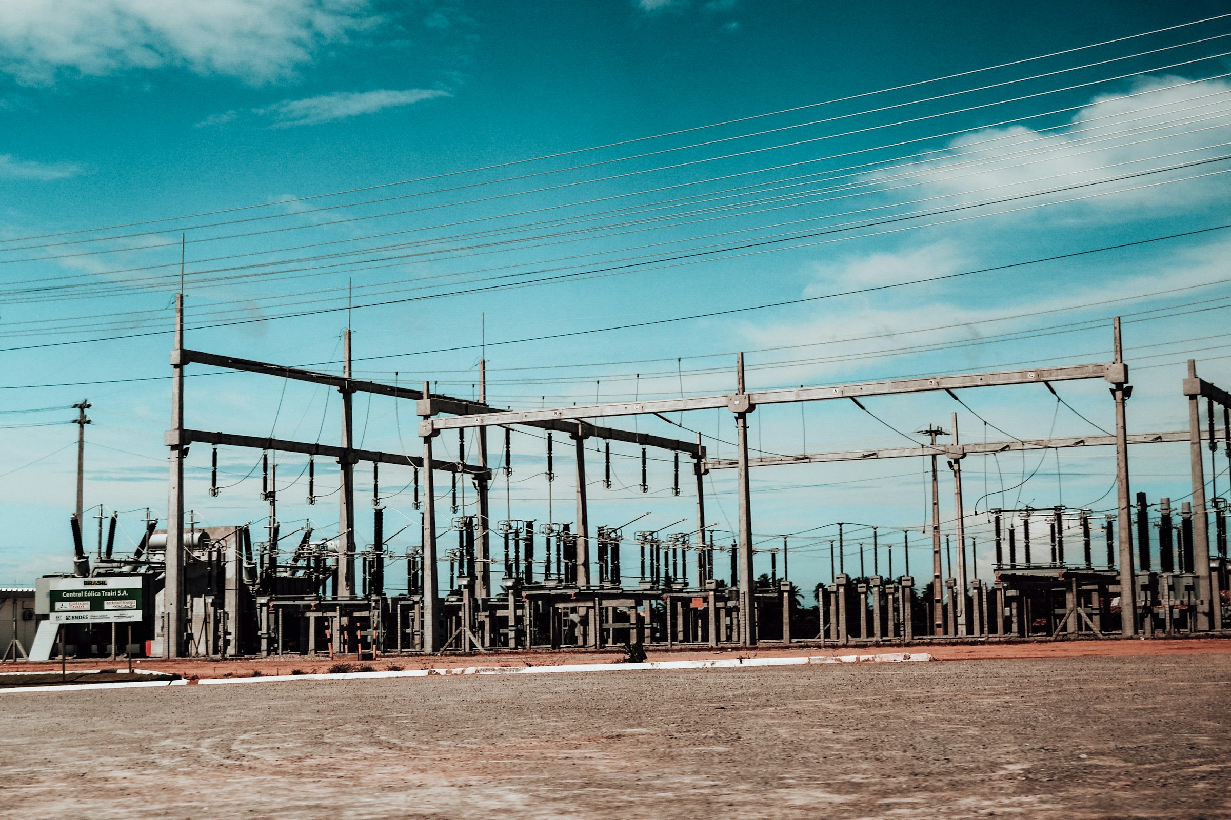 High-voltage switching equipment across an electrical substation